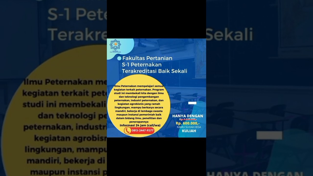 Prodi S1 Peternakan. #uicm #pertanian #peternakan #kelaskaryawan #daftar #kuliah #bandung #online