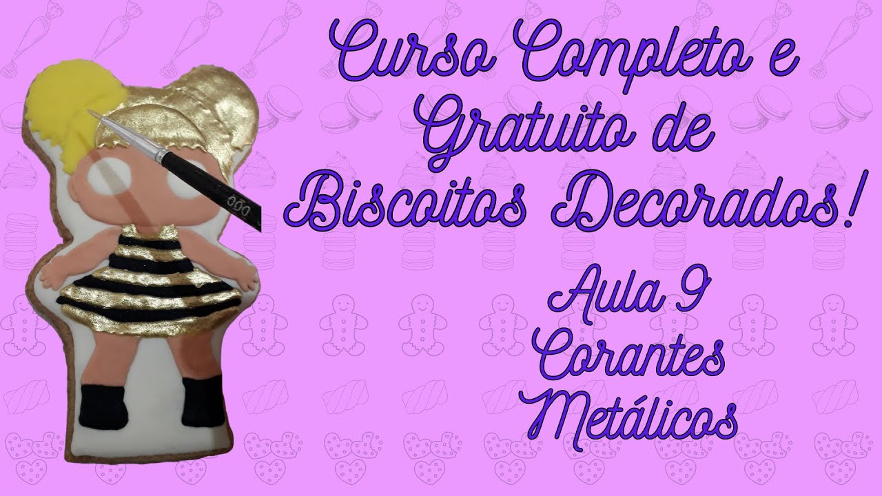 Curso de biscoitos decorados - aula 9: Corantes metálicos e pinturas simples
