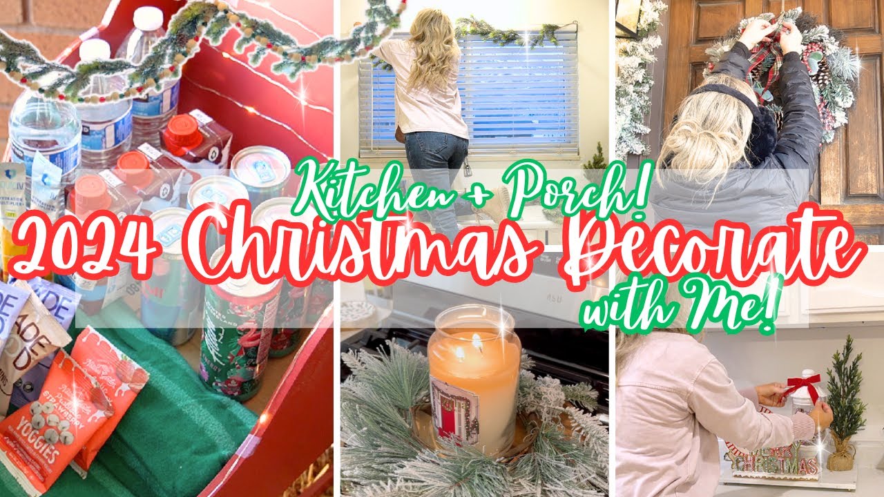 COZY CHRISTMAS DECORATE WITH ME KITCHEN + PORCH // HOLIDAY DECORATING // $4 QUICK EASY DIY PROJECT!
