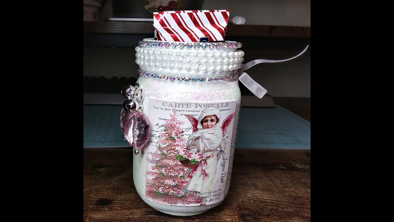 DIY~Gorgeous Angel Candy Jar! Use An Old Jar & Your Craft Stash Bits/Trims!