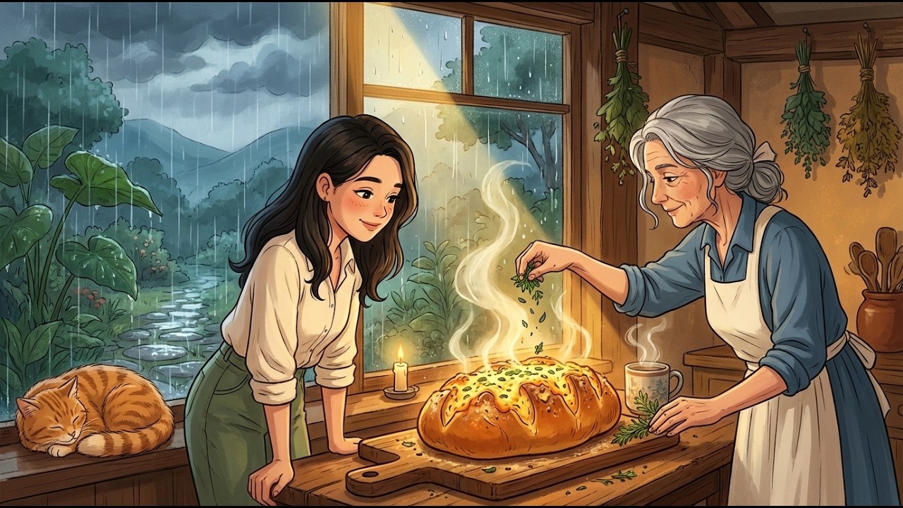 Rainy Garden Morning 🌧️ Baking Bread with Mom | Cozy Ghibli-Style ASMR Slow Living & Warm Tea 🍞🍵