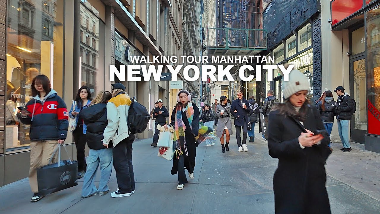 New York Manhattan Winter Walk, 8th Ave, 42nd Street, Bryant Park, City Hall, Broadway, Wall Street