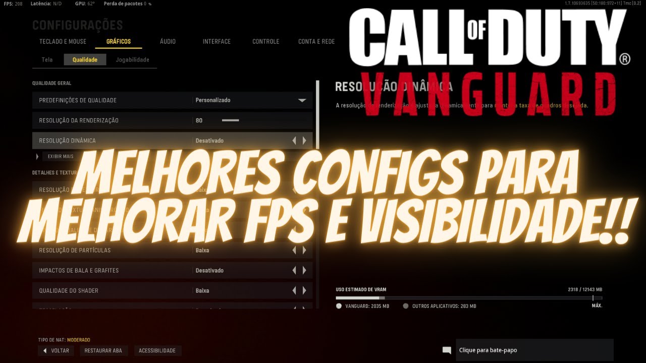 Call of Duty Vanguard MELHORES CONFIGURAÇÕES PARA AUMENTAR O FPS PC