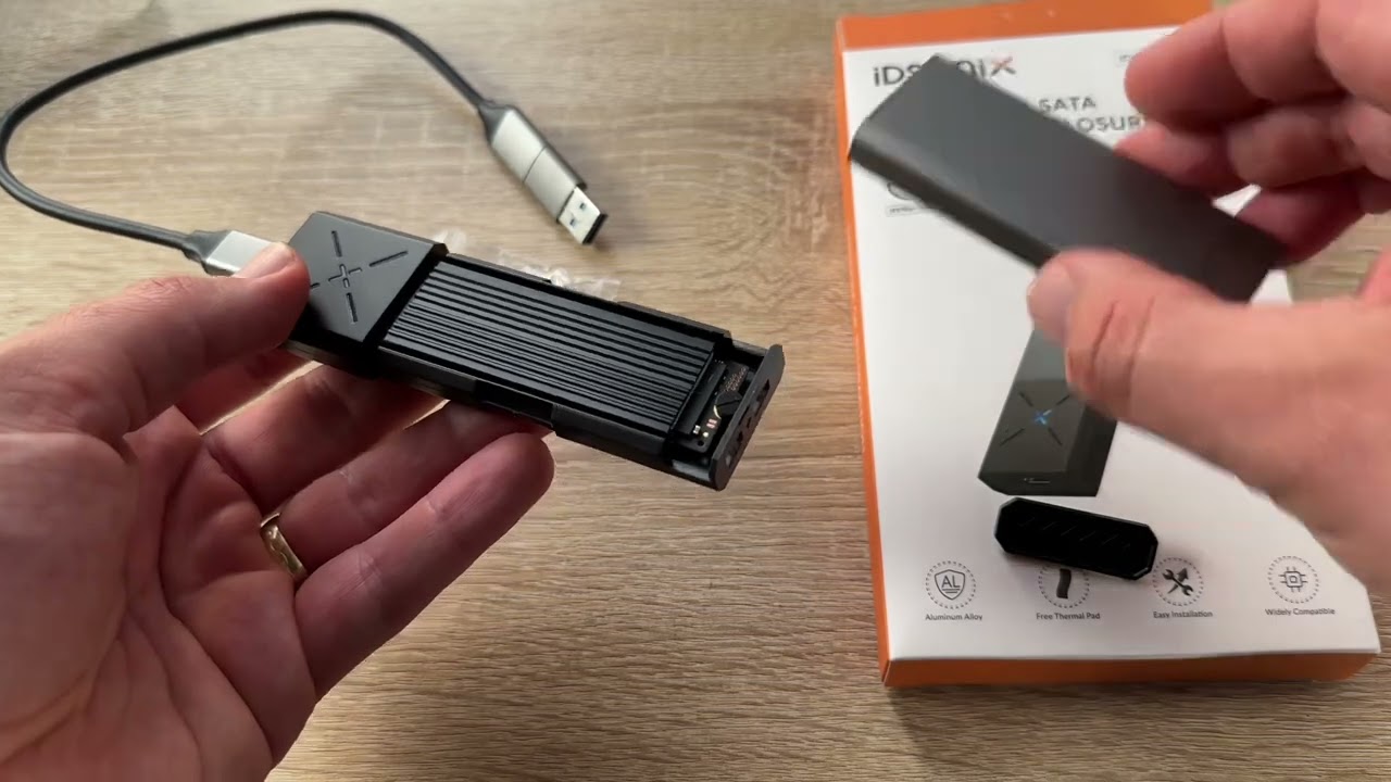 iDsonix M.2 NVMe SATA SSD Enclosure Adapter[Tool Free][Aluminum], SSD to USB Unboxing & instructions