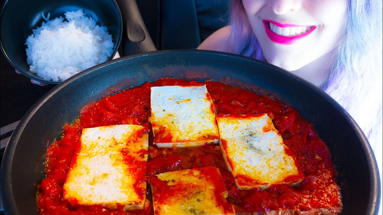 ASMR: Spicy Tofu in Purgatory | North African Shakshuka ~ Relaxing Eating Sounds [No Talking|Vegan]😻
