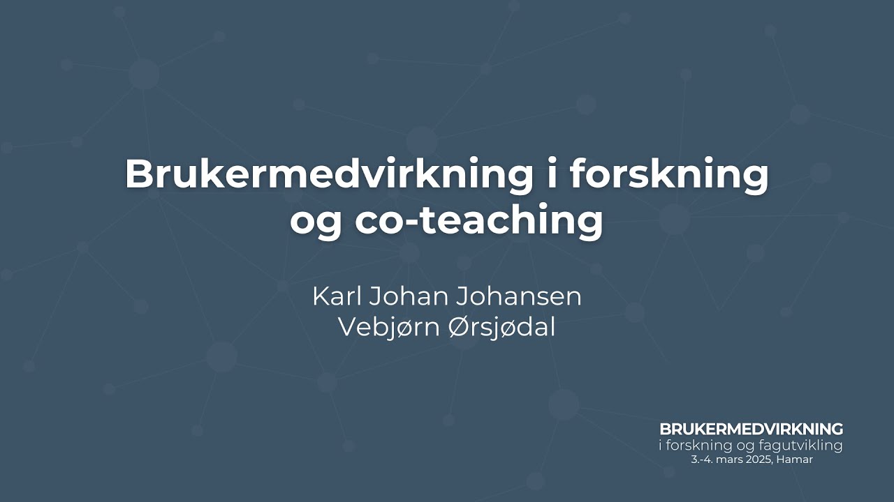 Brukermedvirkning i forskning og co-teaching