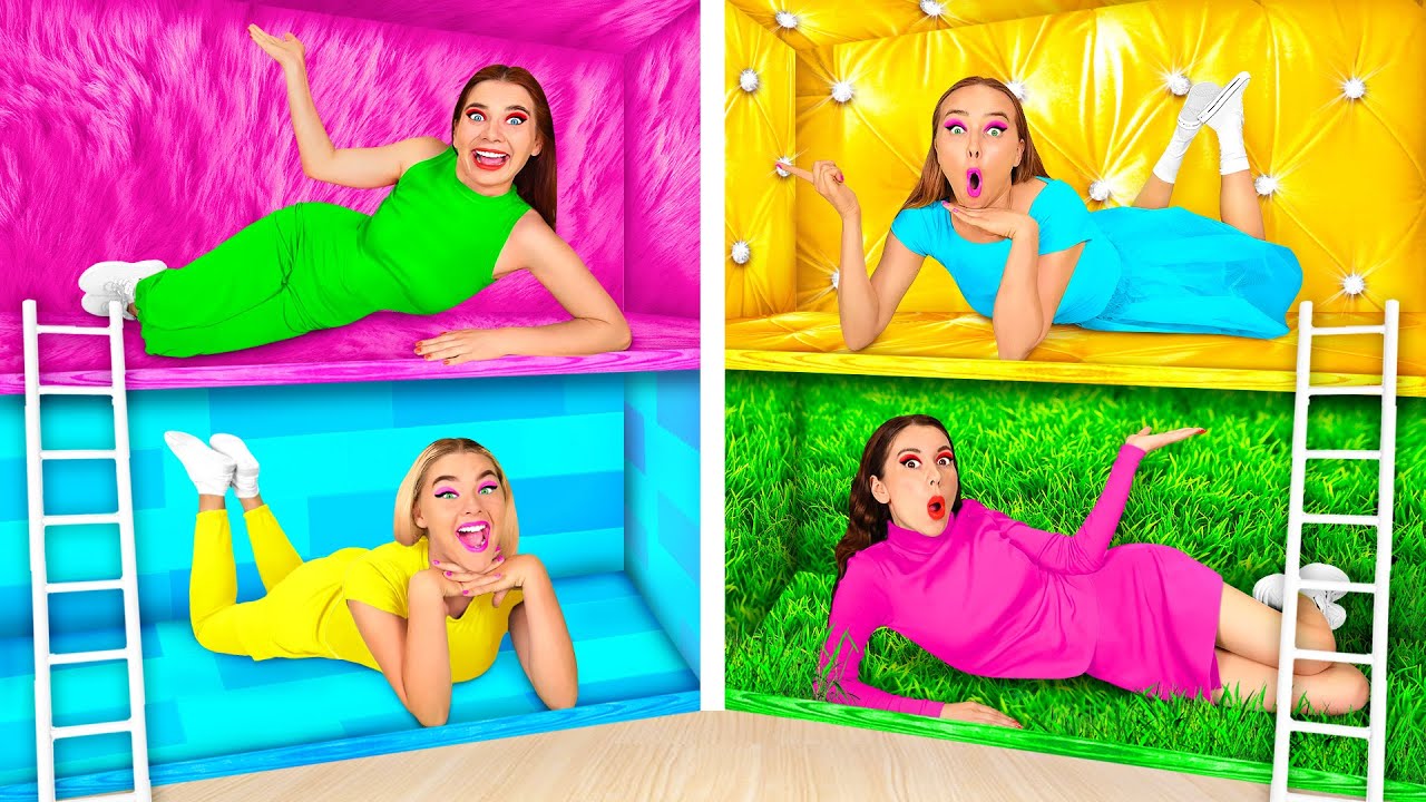 غرف سرية تحت السرير | تحدي أربعة ألوان BaRaFun Challenge