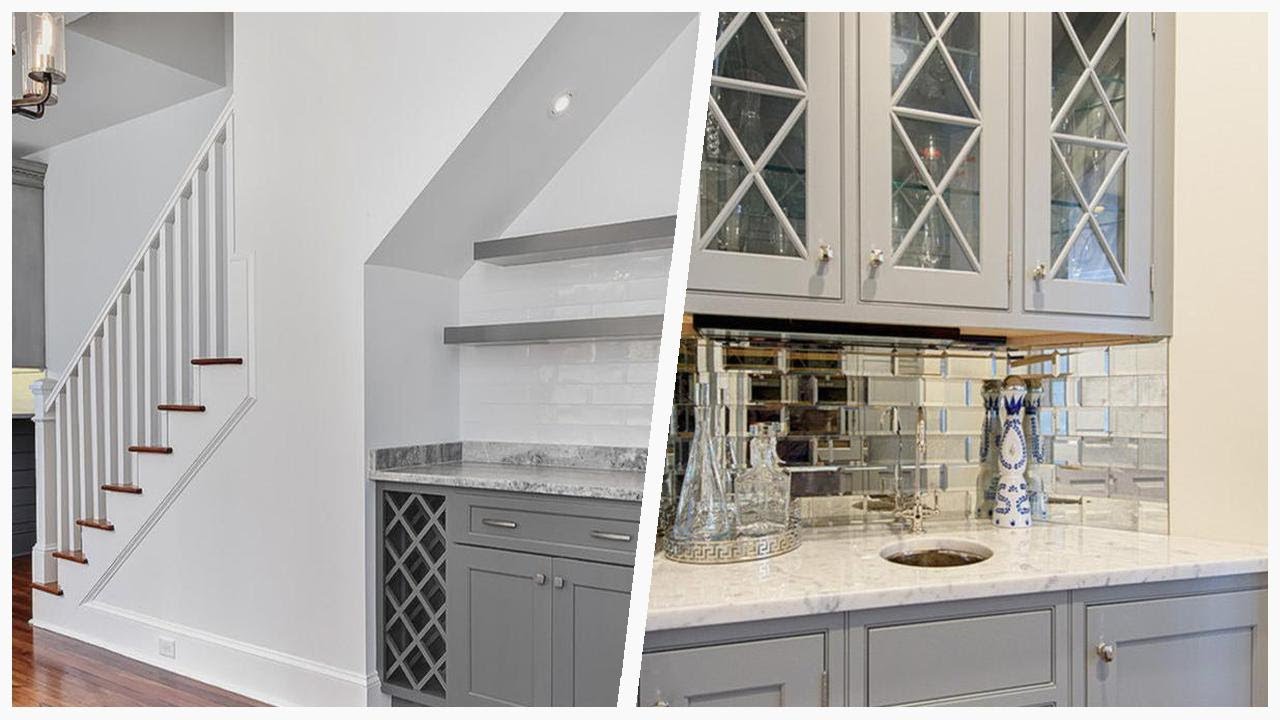 75 Dark Wood Floor Home Bar With Gray Cabinets Design Ideas You'll Love 🌈