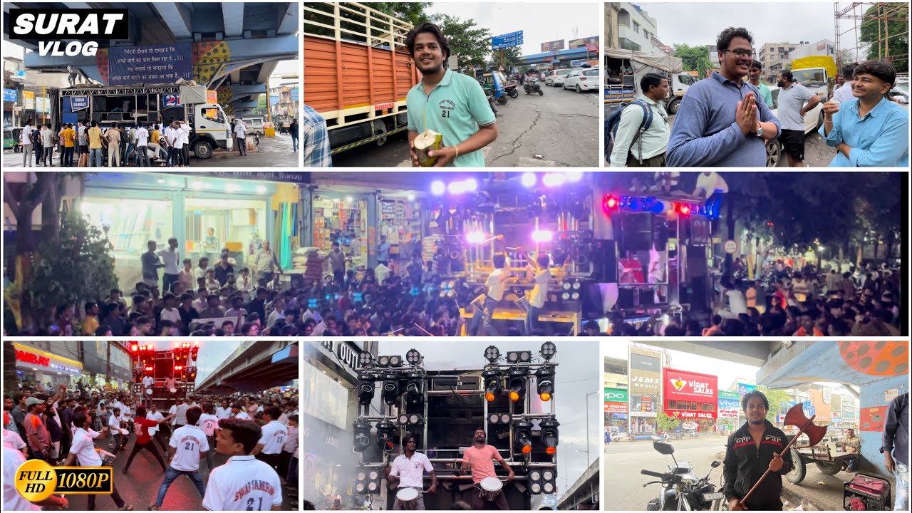 ❤️🙏🏻( SURAT VLOG  ) Ganpati Aagman Pandesara Piyush Point SWAR SAMRAT BAND SATANA ( 1221 ) HDR+VIDEO