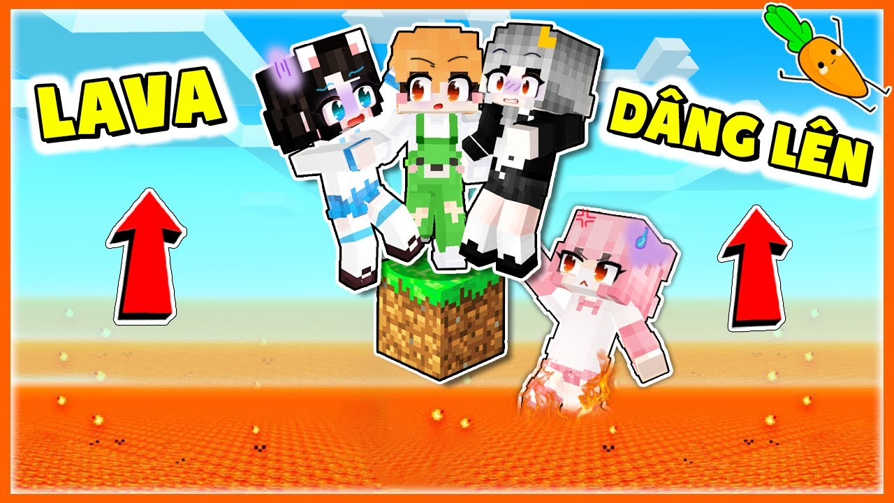 Kamui Và Hội Chị Em Thử Thách Sinh Tồn 1 Block 10s Lava Dâng Lên🔥 trong Minecraft