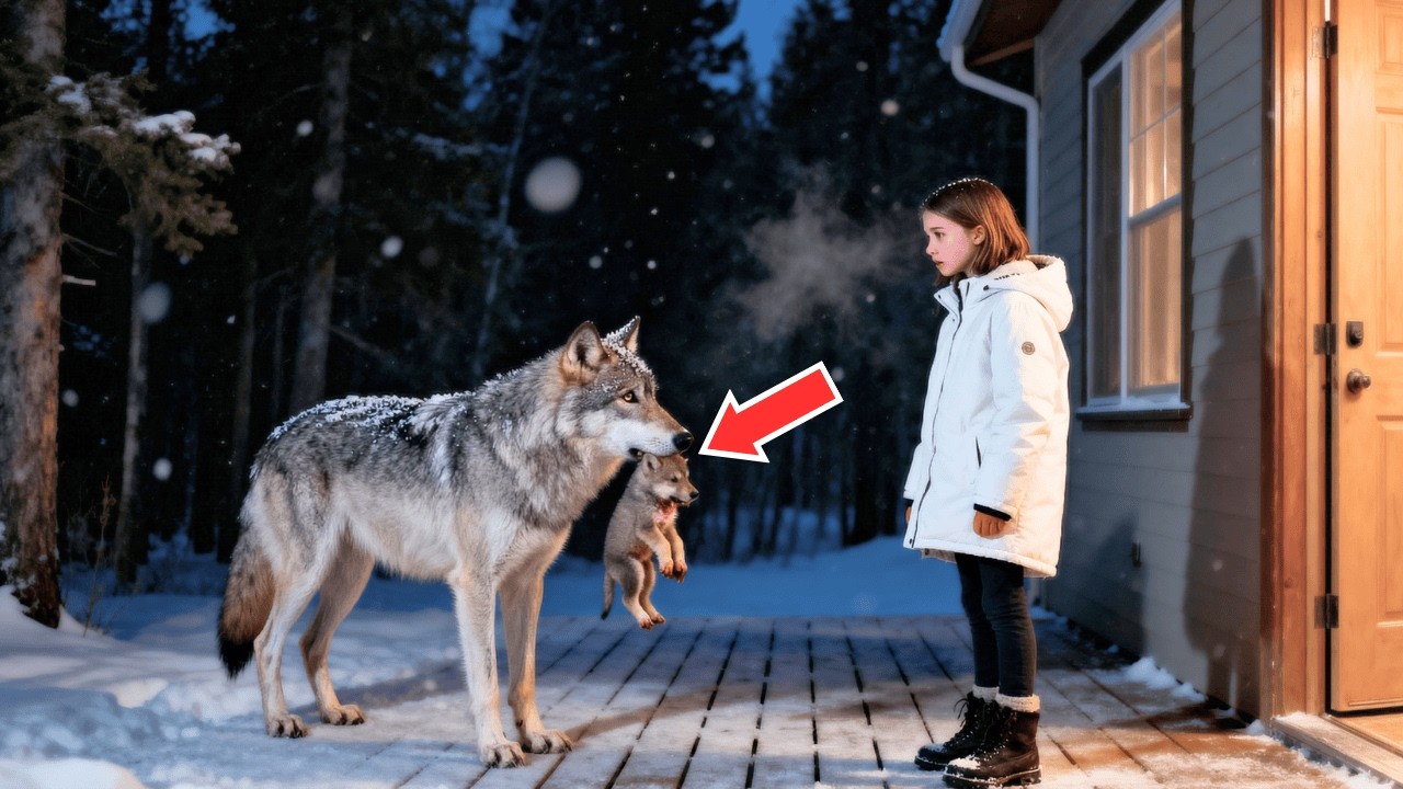 A Wolf Mother Carrying Her Pup Knocks on a Girl’s Door — What Happens Next Changes Everything