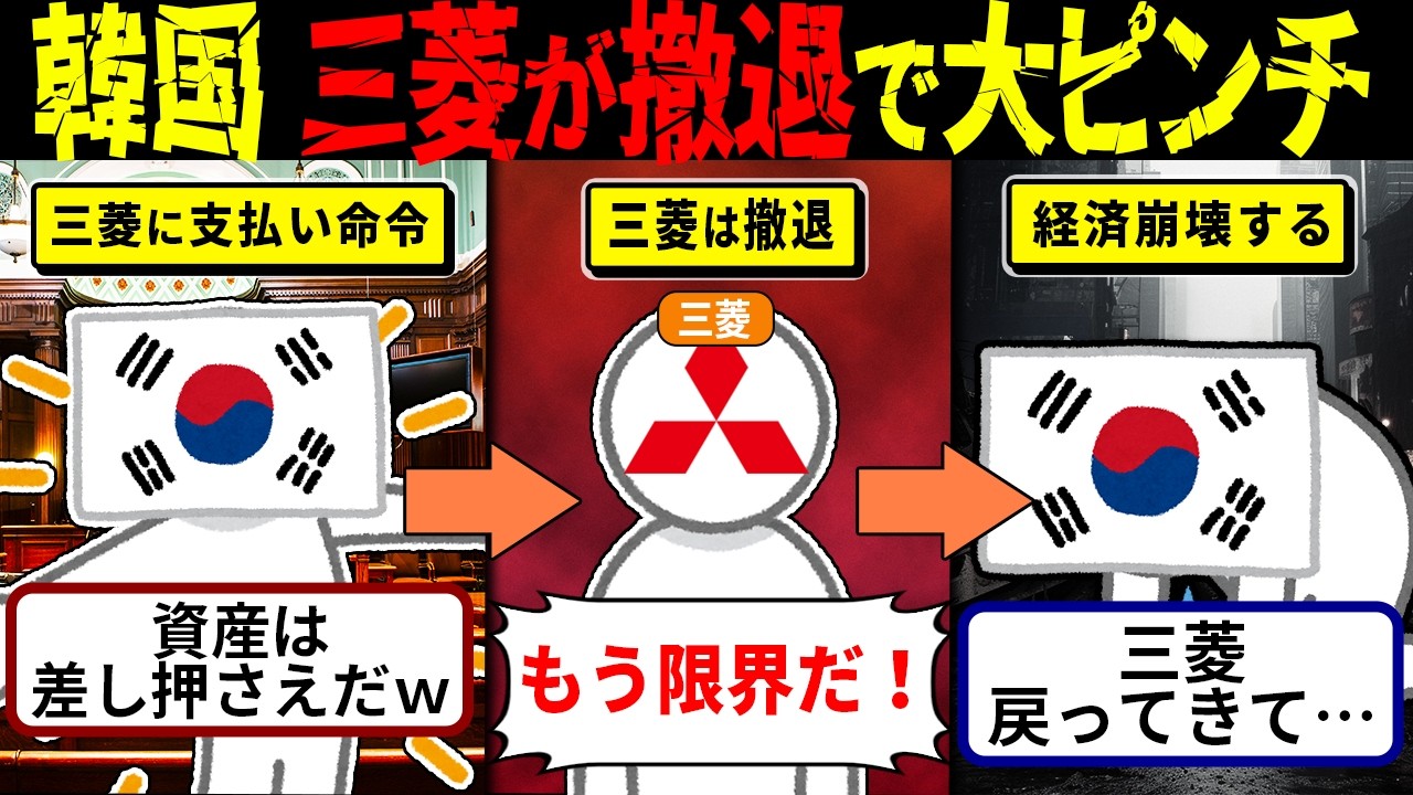 韓国「三菱は出ていけｗ」→返ってきたのは“絶縁状”で止まらぬ経済崩壊がヤバい件【海外の反応・ゆっくり解説】