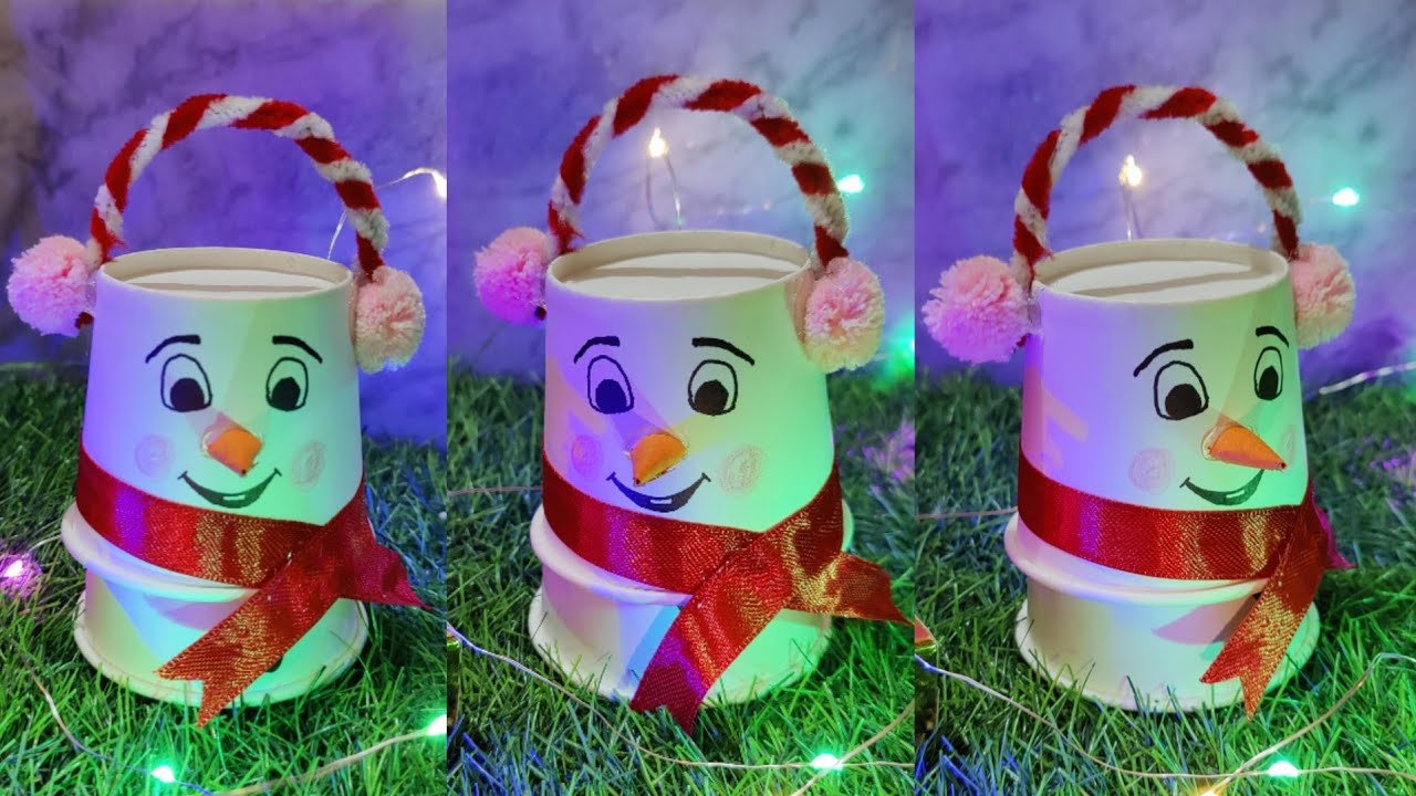 DIY Snowman/Snowman making from Paper Cup/How to make Snowman for Christmas #snowmancraft