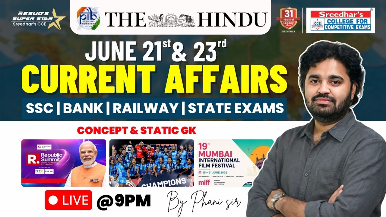 🔴Live | Daily Current Affairs in Telugu | 21-22nd June | Latest & Important News | PHANI SIR
