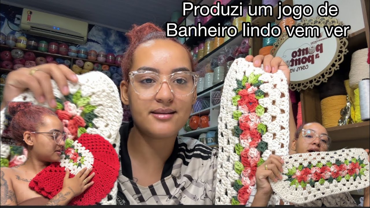 Jogo de banheiro fácil e econômico com 900 gramas fiz 3 peças ✨