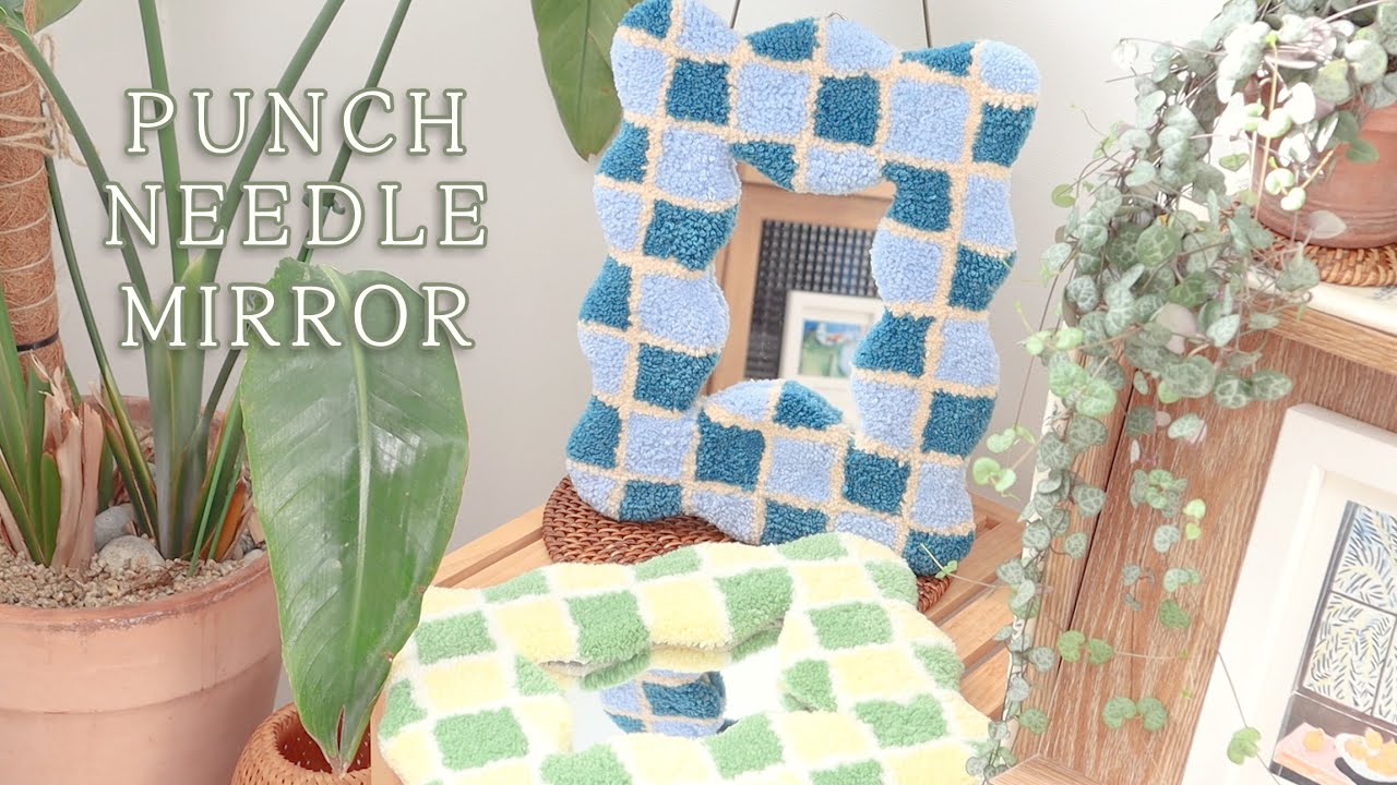 펀치니들로 터프팅 느낌나는 물결 거울 만들기 키트 / punch needle wave mirror kit