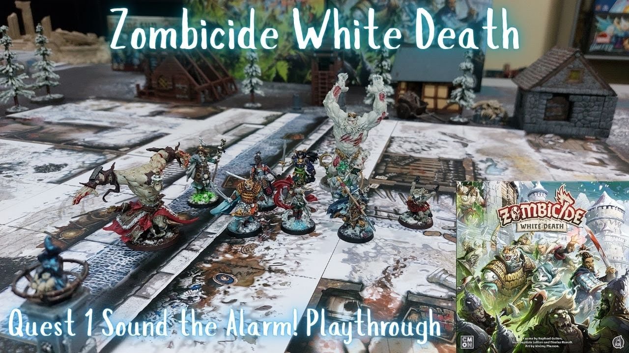 CMON Games Zombicide White Death Quest 1 Sound the Alarm! Playthrough