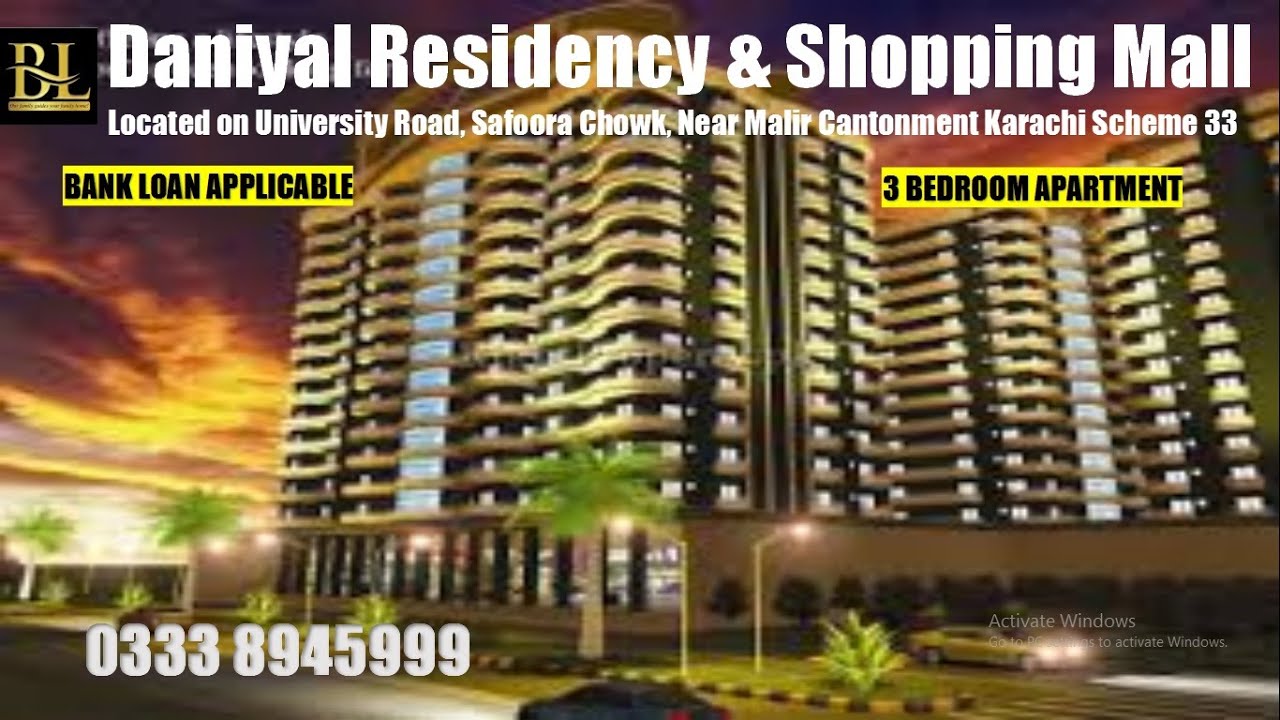 Daniyal Residency & Shopping Mall 3 Bedroom Apartment Bank Loan Applicable Gulzar E Hijri Scheme 33
