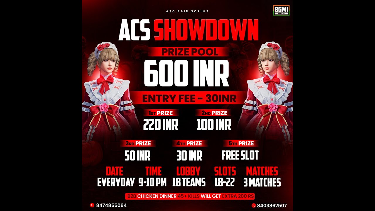BGMI SHOWDOWN SCRIMS BY ACS ESPORTS
