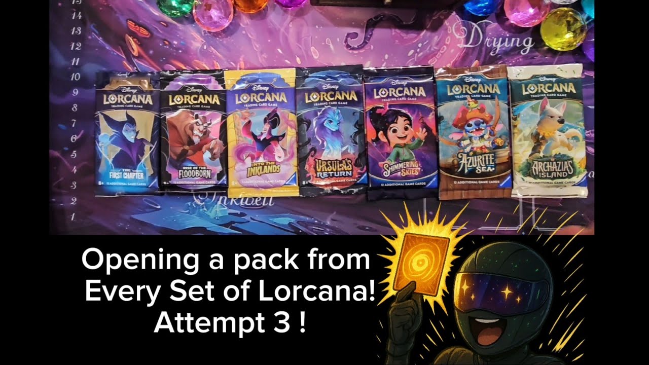 Opening a pack from Every Set of Lorcana! Attempt 3!