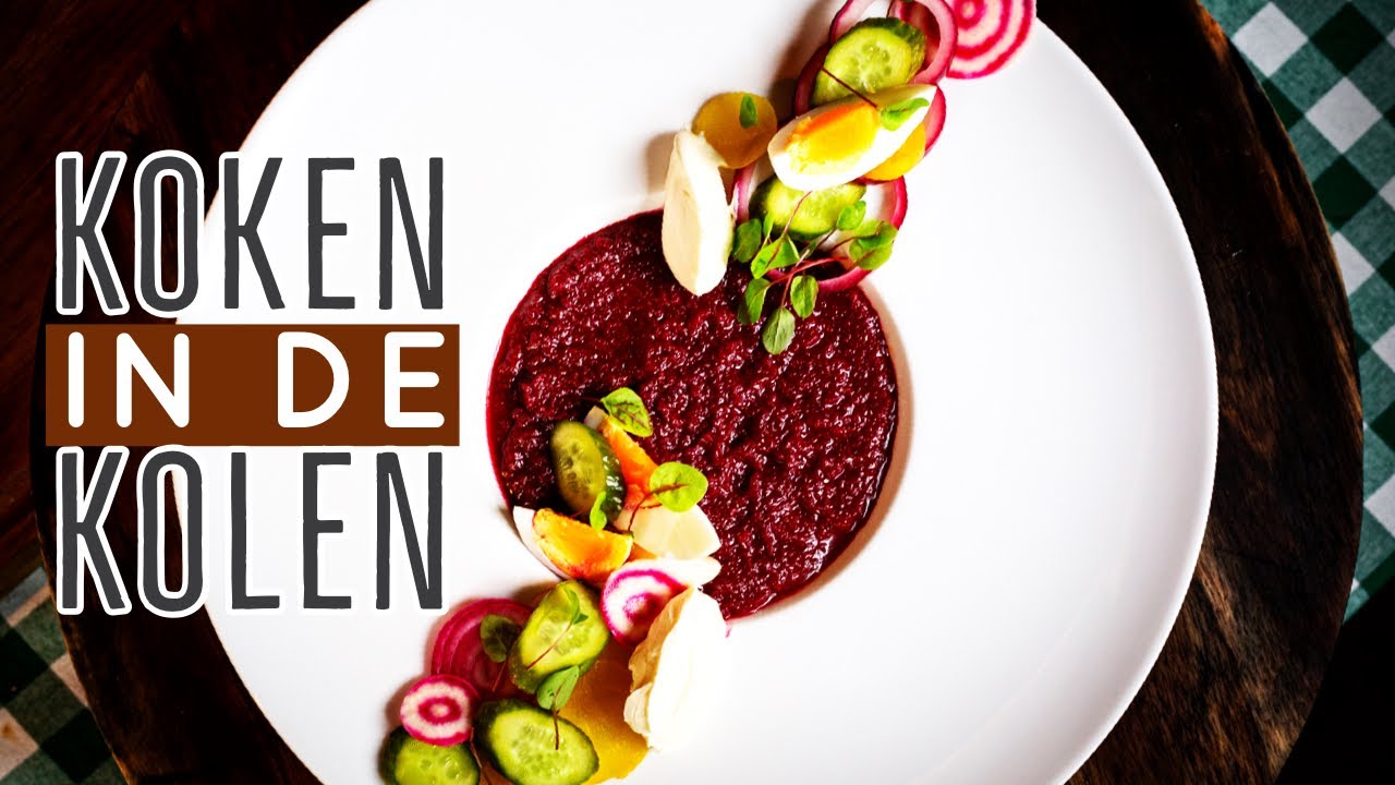 Koken in de gloeiende kolen! Borscht van gepofte rode bieten!