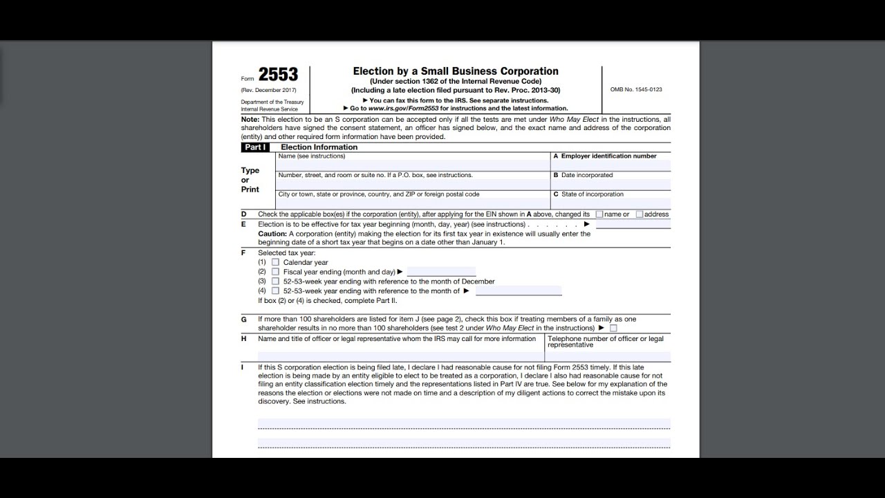How to Form an S-Corp | Form 2553 | Bonus Accounting