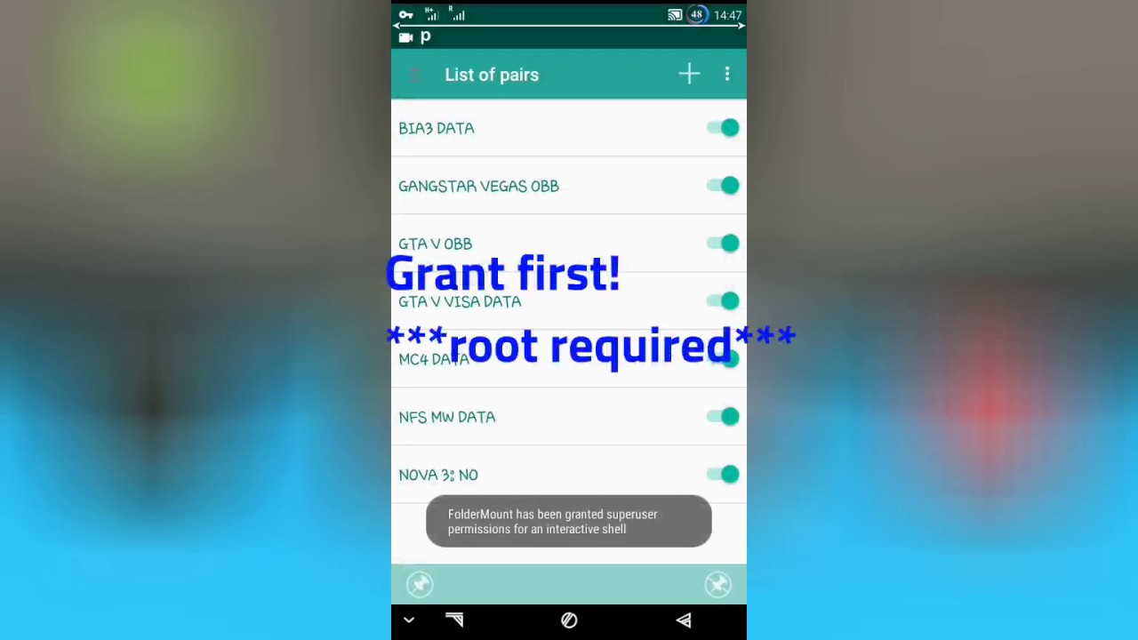 How to move Games  obb or data files using FOLDER MOUNT on Android