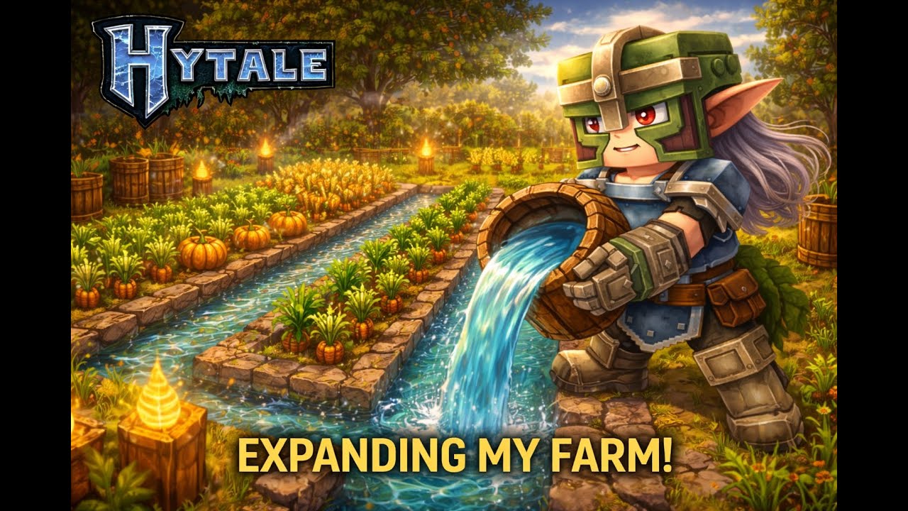 Hytale | Expanding My Farm Water System for Faster Growth | No Commentary