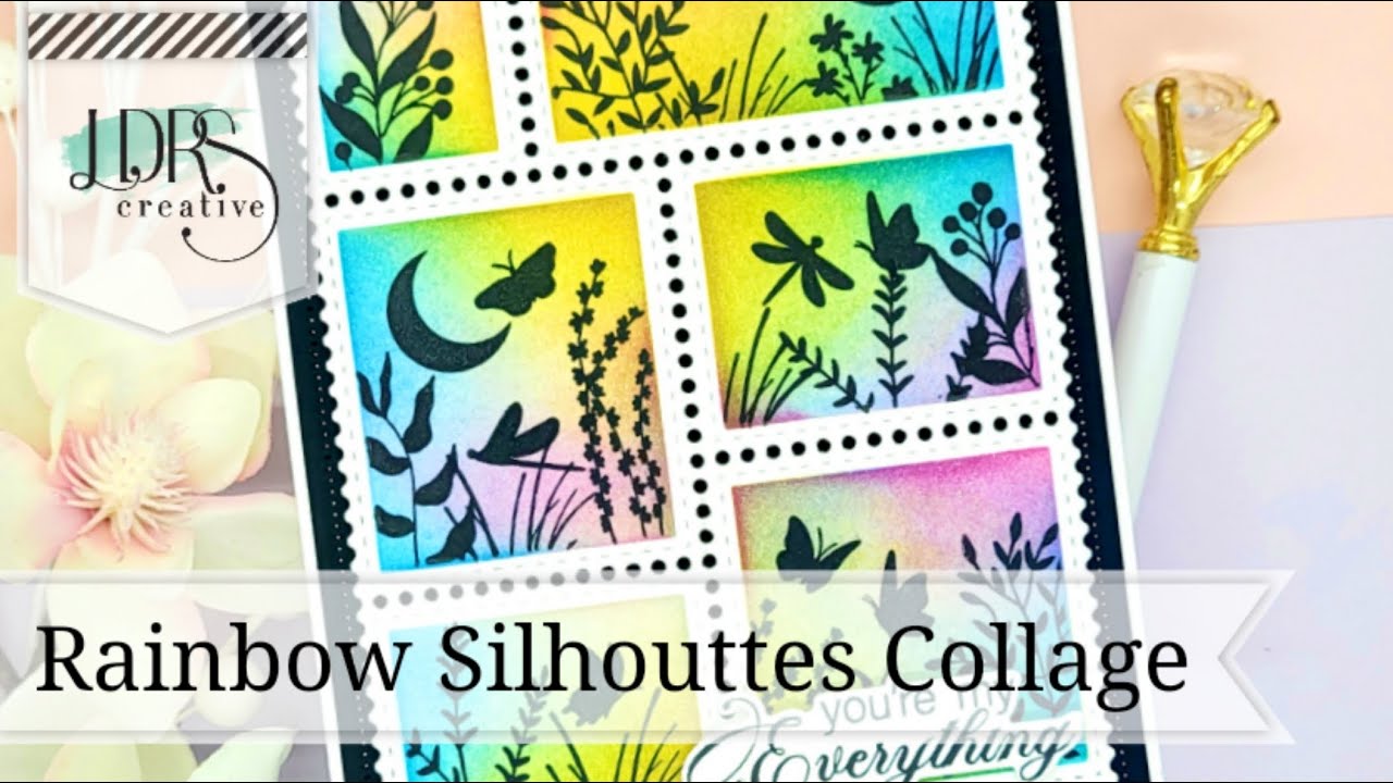 LDRS Creative Daybreak Collection Reveal Day 1 | Rainbow Silhouettes Collage Card