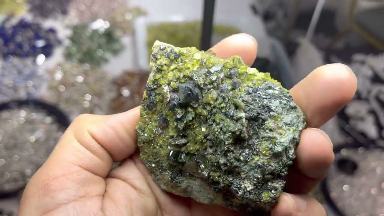 Magnetite, Diopsite, Clinoclore mica and yellowish epidote beside andradite All on one rock silica