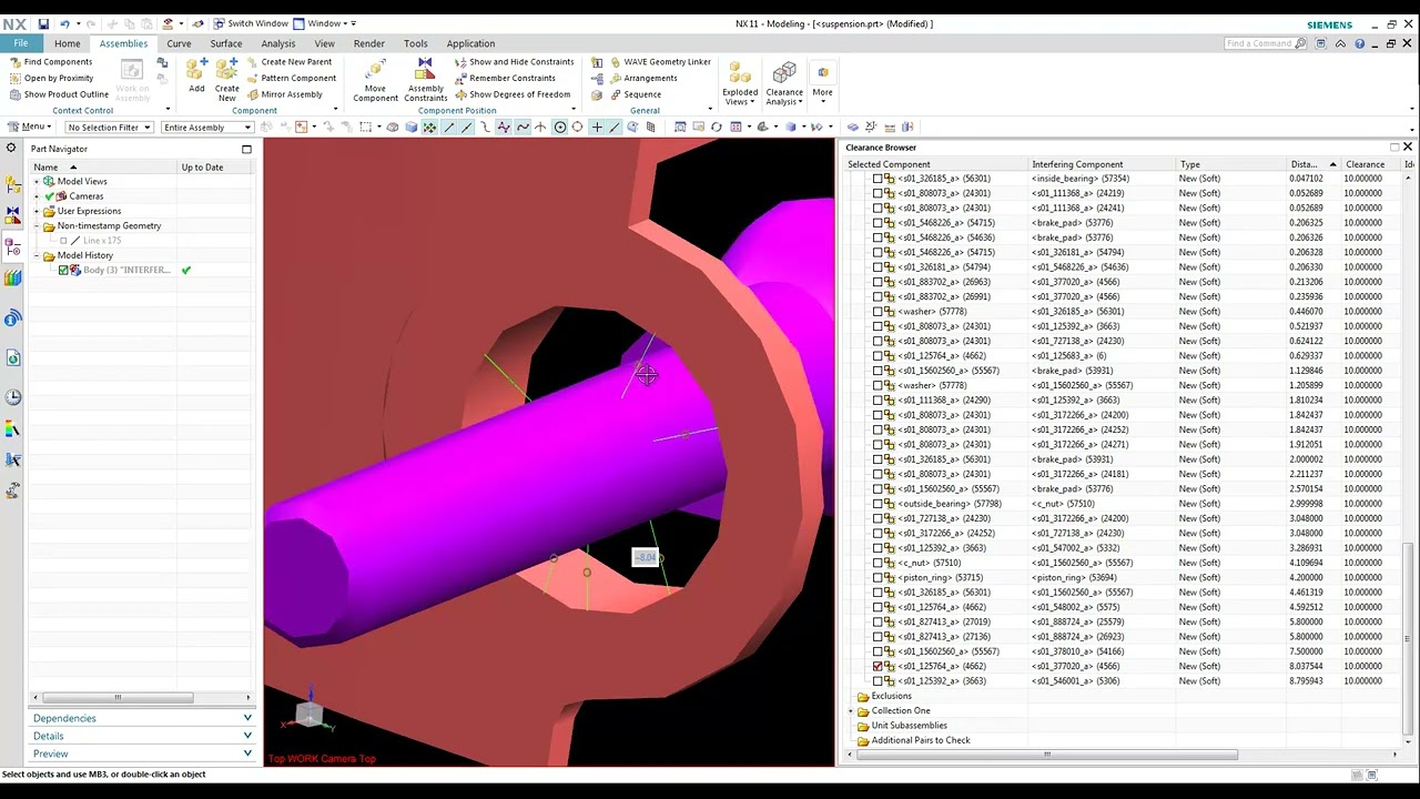 Assembly Clearance Analysis (Study Clearance Violations) with Siemens NX11