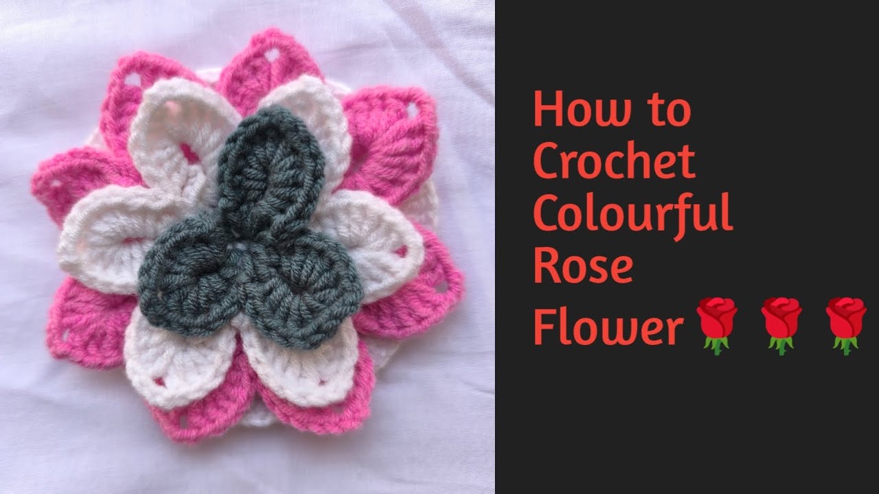 WOW🌹🌹Easy Colourful Crochet Rose Tutorial For Beginners #crochetroseflower#foryou