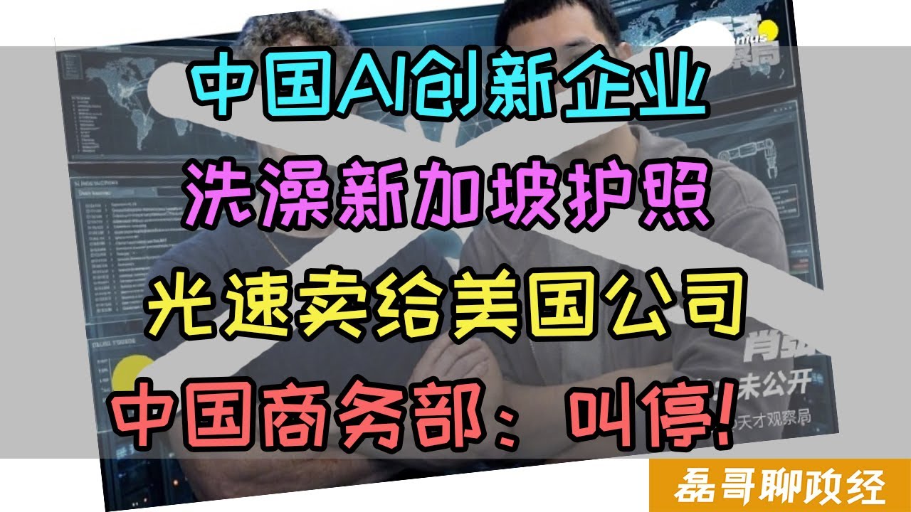 中国AI创新企业洗澡成新加坡公司光速卖给美国？中国商务部：叫停审查！利用中国资源搞出的科技扭头就说自己是新加坡人？假装外宾想都别想，中国科技企业出海需要懂点政治