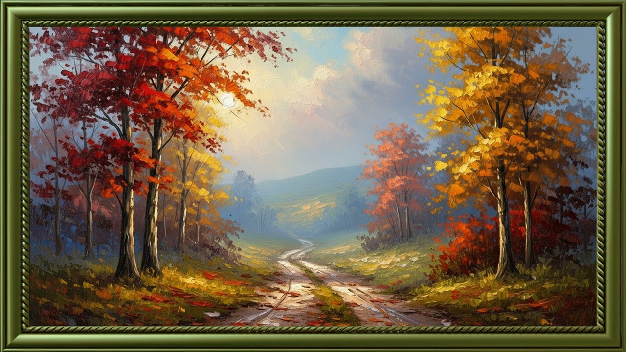 Tranquil Fall Landscape Painting | Luxury Art Display in 4K