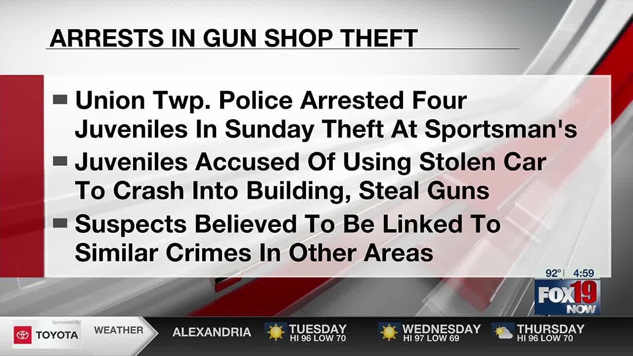 4 Juveniles apprehended in connection with crashing stolen vehicle into Eastgate Warehouse and st...