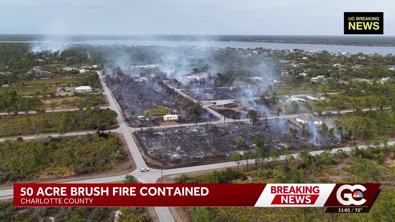 Brush fire erupts in Gulf Cove in Charlotte County Friday