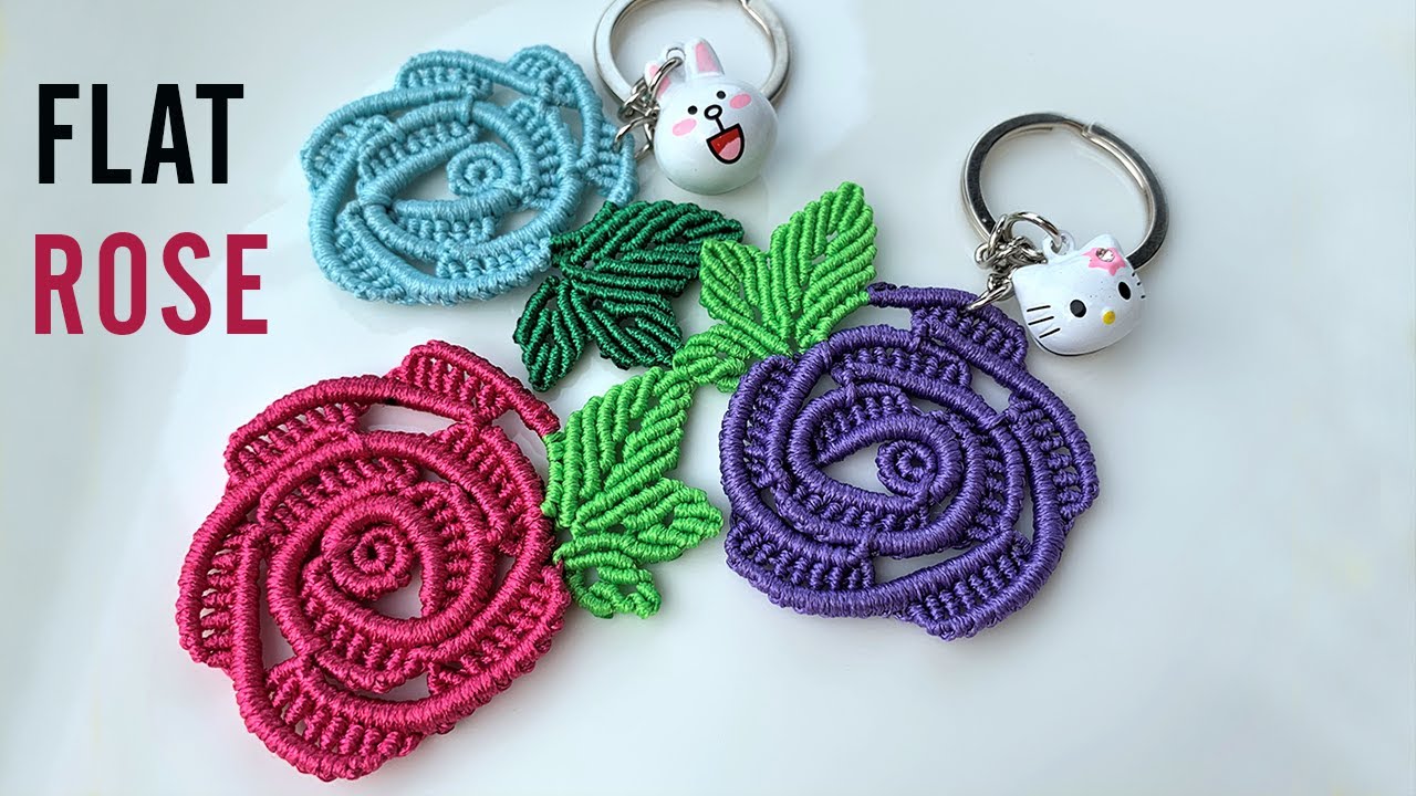 How to make a macrame Flat rose decoration in multi-color - Hướng dẫn làm hoa hồng đơn giản