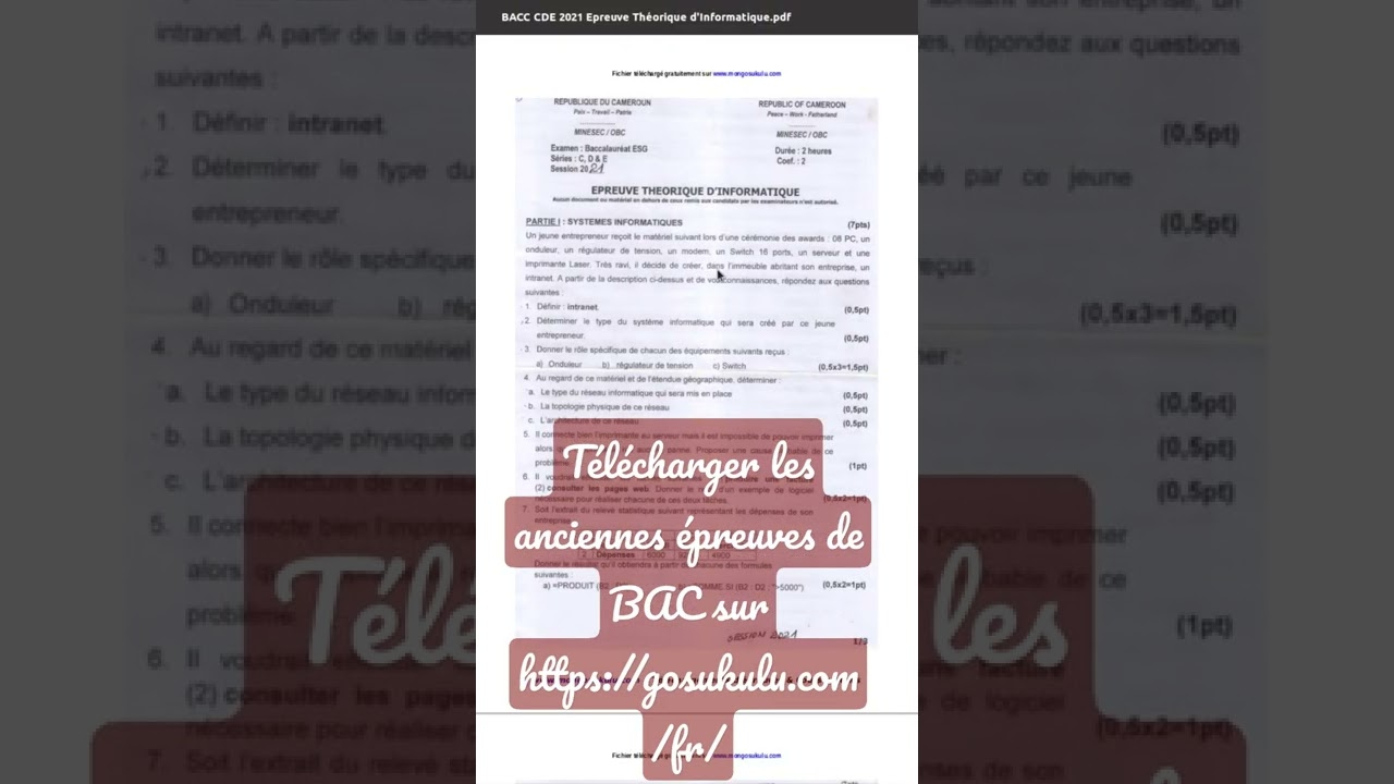 T&eacute;l&eacute;charger les anciennes &eacute;preuves et corrig&eacute;s du BAC sur  
