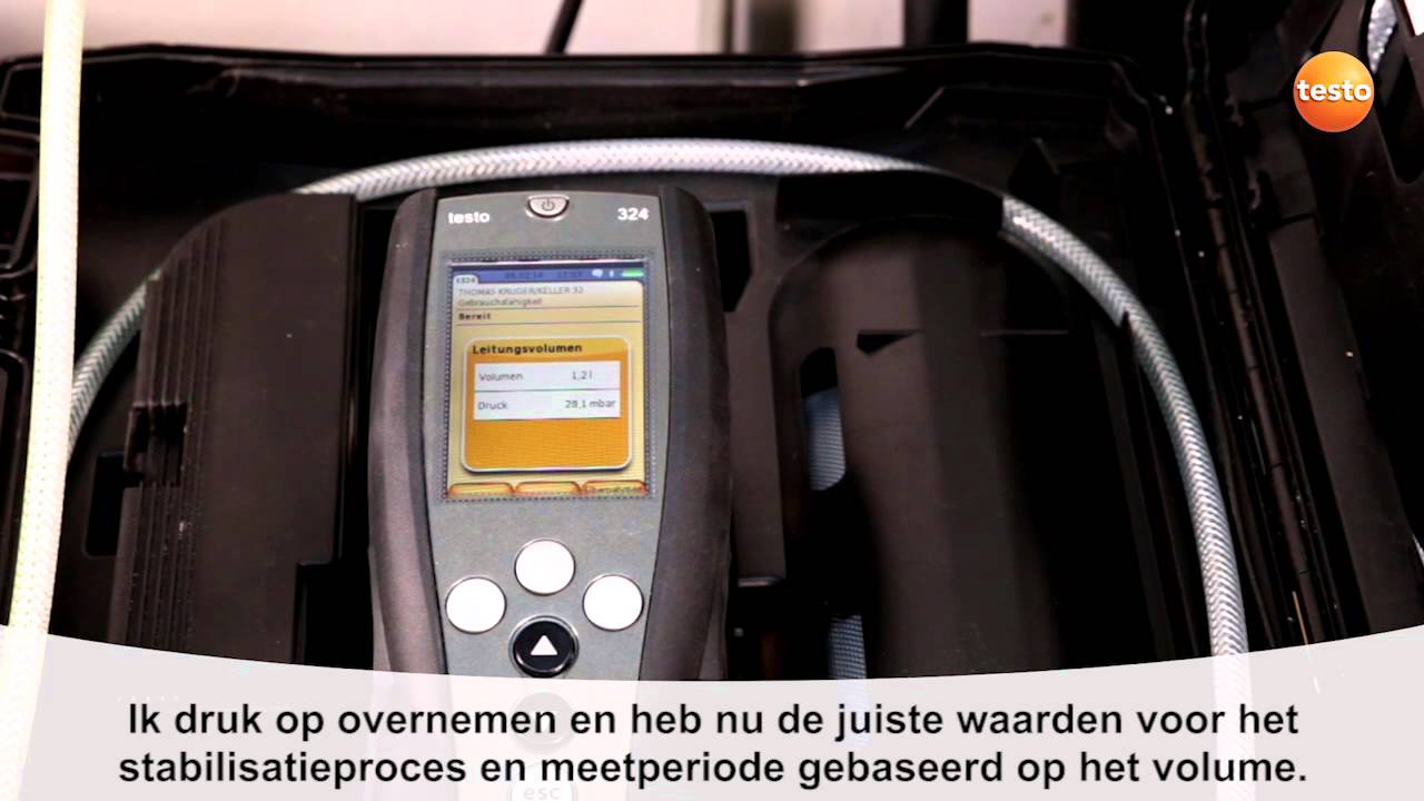 testo 324 lekvolumemeter: het uitvoeren van een lektest
