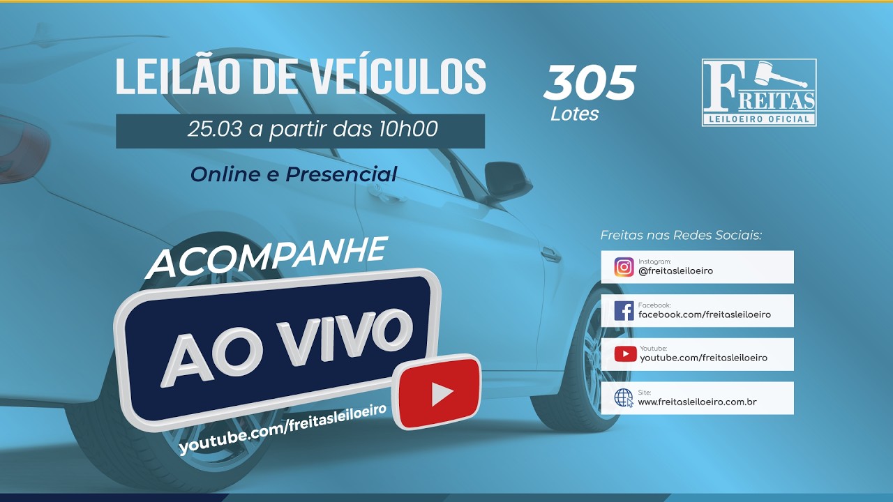 AO VIVO - Leil&atilde;o Online de Ve&iacute;culos - Freitas Leiloeiro  25/03/2026