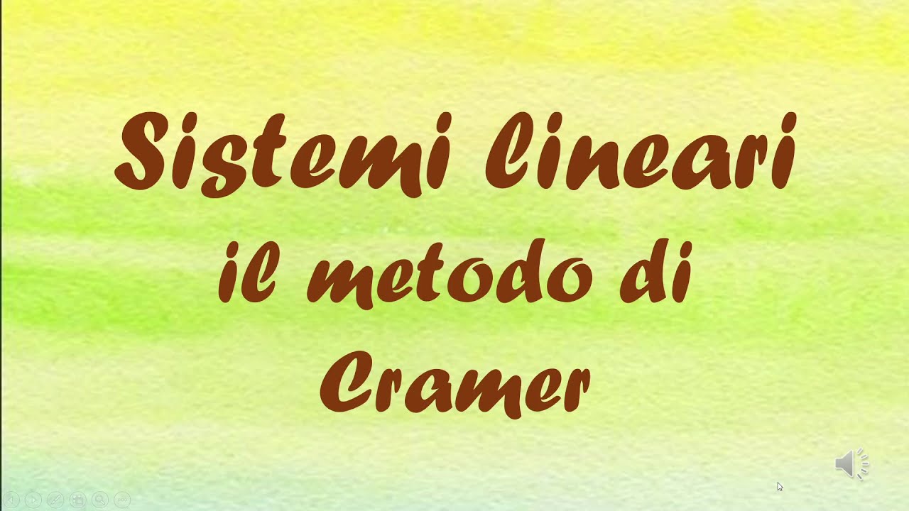 Sistemi lineari metodo di Cramer
