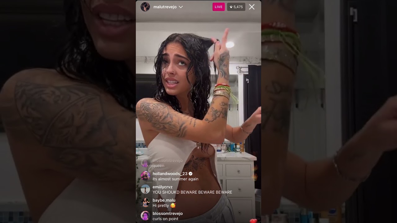 Malu Trevejo Instagram Live. Malu Does Her Full Make Up And Hair Do On Live After Shower. 31.01.23.