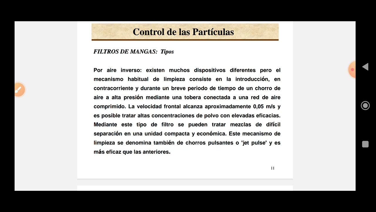 Filtros de mangas para el control de partículas contaminantes del aire (teoría y cálculos)