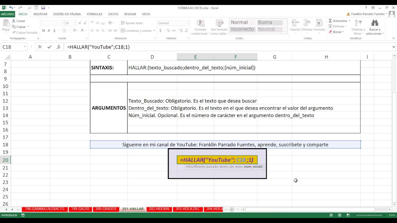 Funci&oacute;n HALLAR Excel 2013: 201 de 448 HD
