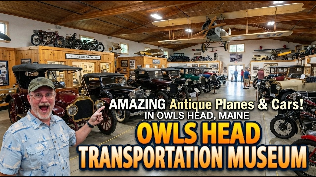 The HUGE Indoor OWLS HEAD TRANSPORTATION MUSEUM in Owls Head Maine!!
