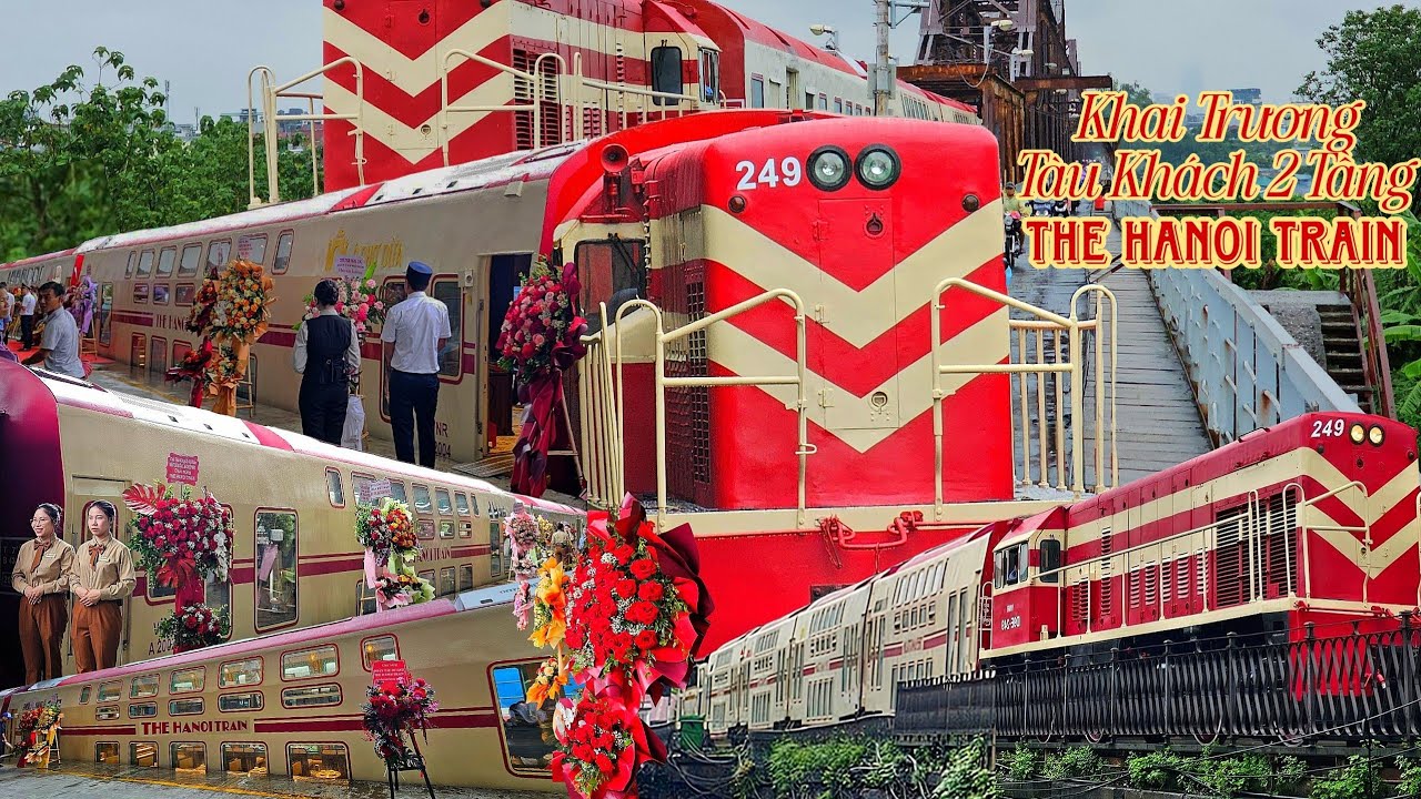 KHAI TRƯƠNG Tàu Khách 2 Tầng Mới THE HANOI TRAIN Tại Ga Hà Nội Với Đầu Máy D9E Sơn Màu Mới Cực Đẹp👇🏻