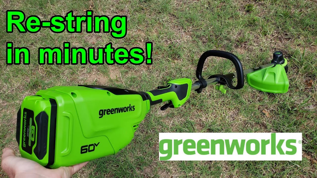 Как перетянуть триммер-сорнякоуловитель Greenworks 60V