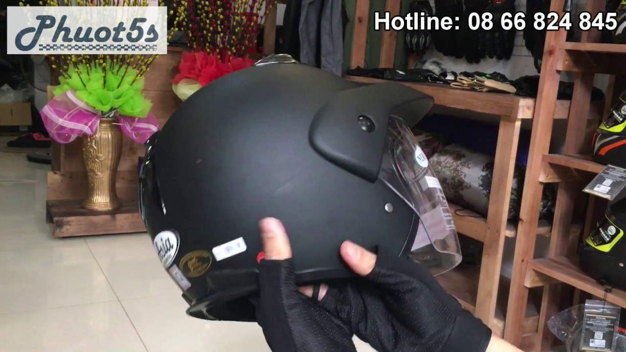 Mũ bảo hiểm 3/4 có kính ASIA 121 | Phượt 5s