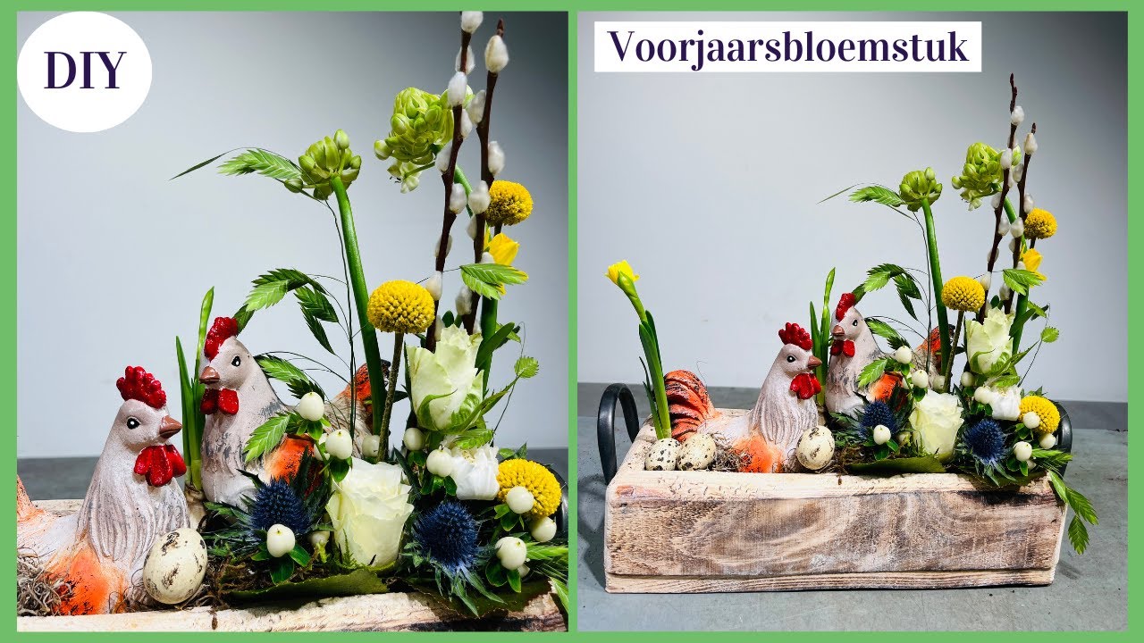 VOORJAARSBLOEMSTUK met KIP & HAAN 🐓🐥| Cursus Bloemschikken # 212 | Carlein Tukkers