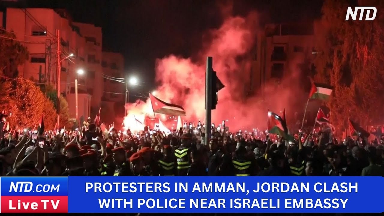 Protesters in Amman, Jordan Clash with Police Near Israeli Embassy